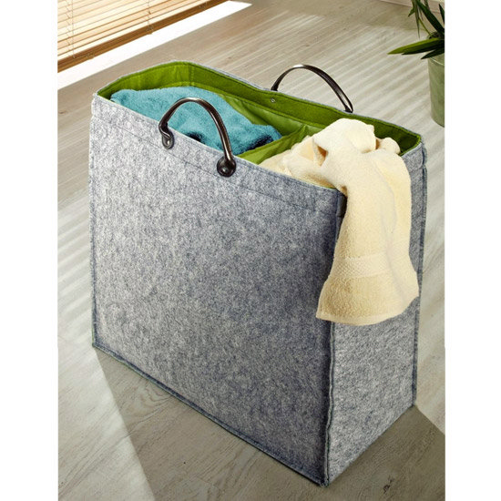 Wenko Felt Duo Laundry Bin/Storage Bag - Grey/Green - 3440204100 Profile Large Image