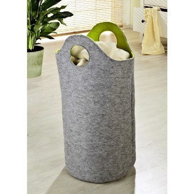 Wenko Felt Universal Laundry Bin - Grey/Green - 2 Size Options Profile Large Image
