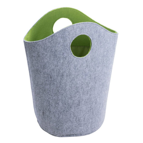 Wenko Felt Universal Laundry Bin - Grey/Green - 2 Size Options Large Image