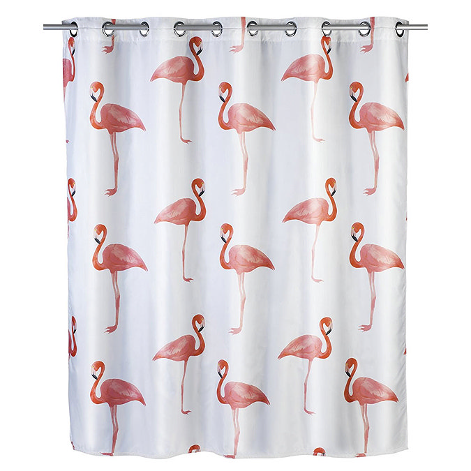 Wenko Flamingo Flex Polyester Shower Curtain - W1800 x H2000mm Large Image