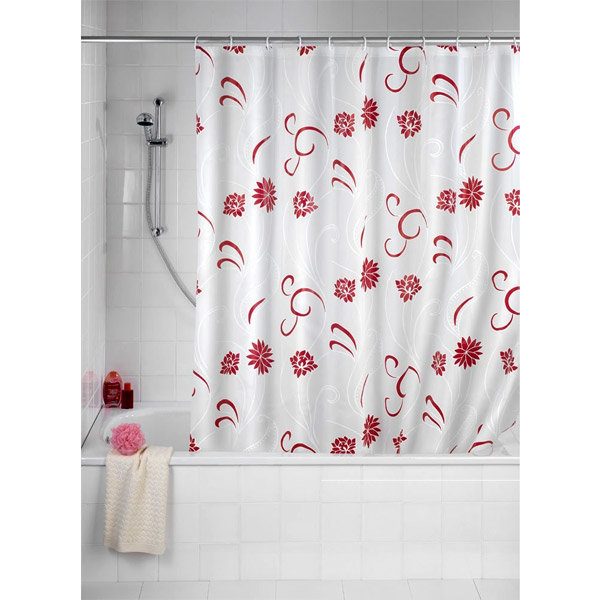 Wenko Flower PEVA Shower Curtain - W1800 x H2000mm - Red - 19502100 Large Image