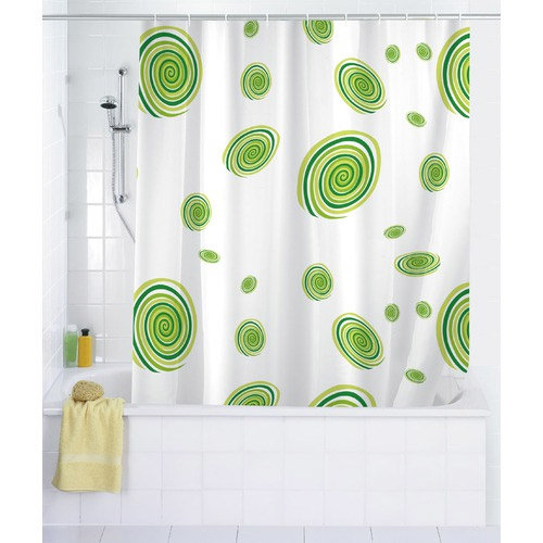 Wenko Green Circles PEVA Shower Curtain - W1200 x H2000mm - 19115100 Large Image