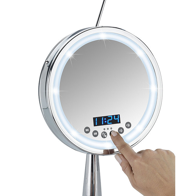 Wenko Imperial Bluetooth LED Freestanding Cosmetic Mirror with Radio - 21820100  Feature Large Image
