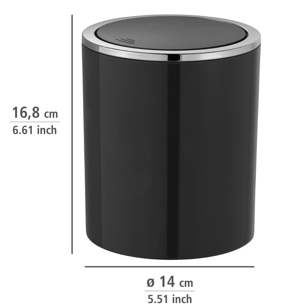 Wenko Inca 2 Litre Swing Cover Bin - Black