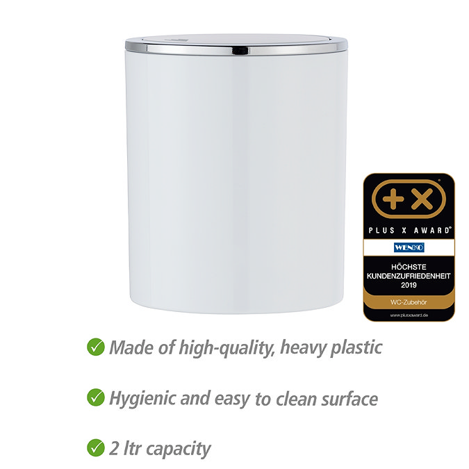 Wenko Inca 2 Litre Swing Cover Bin - White