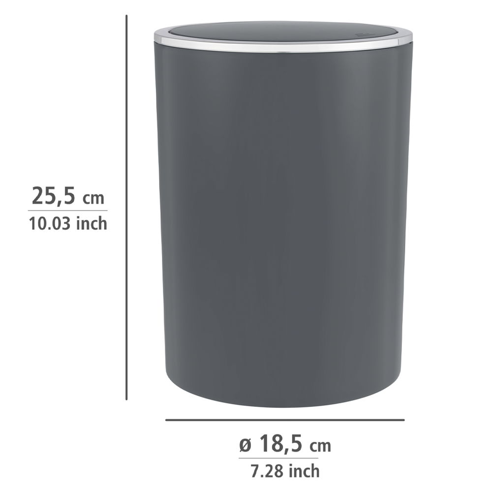 Wenko Inca 5 Litre Swing Cover Bin - Anthracite