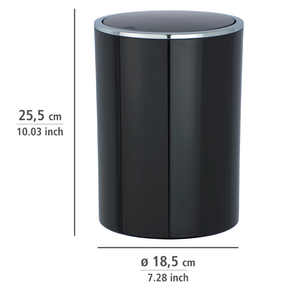 Wenko Inca 5 Litre Swing Cover Bin - Black