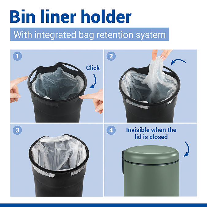Wenko Leman 3L Pedal Bin - Matt Green