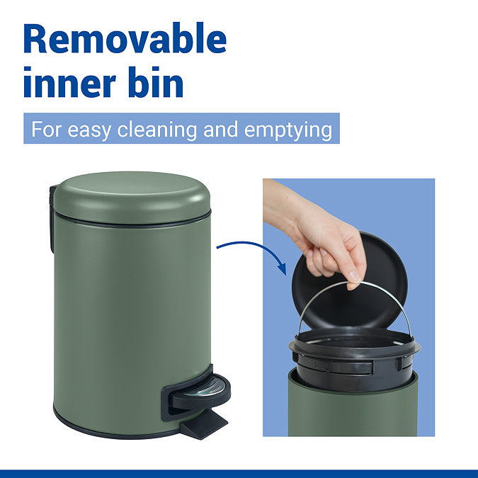 Wenko Leman 3L Pedal Bin - Matt Green