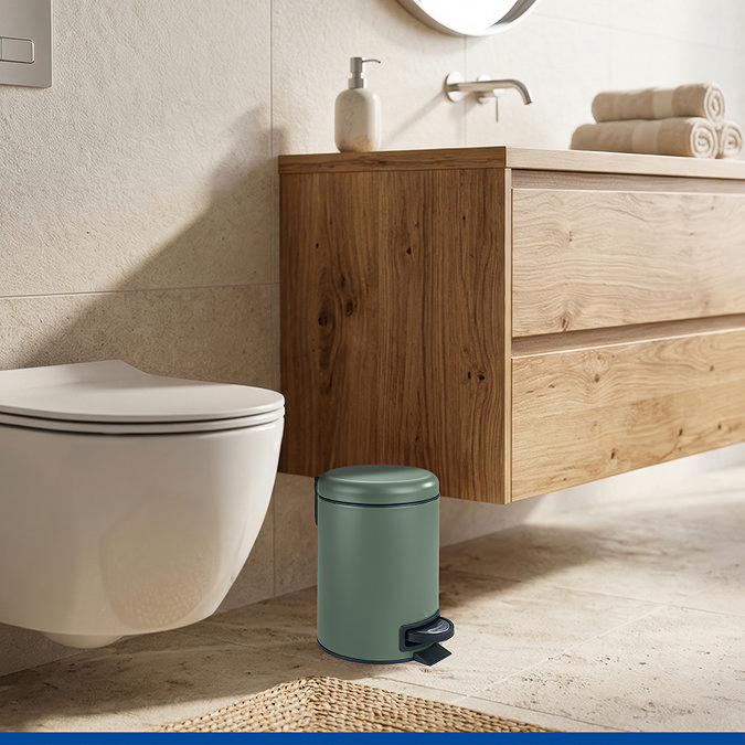 Wenko Leman 3L Pedal Bin - Matt Green
