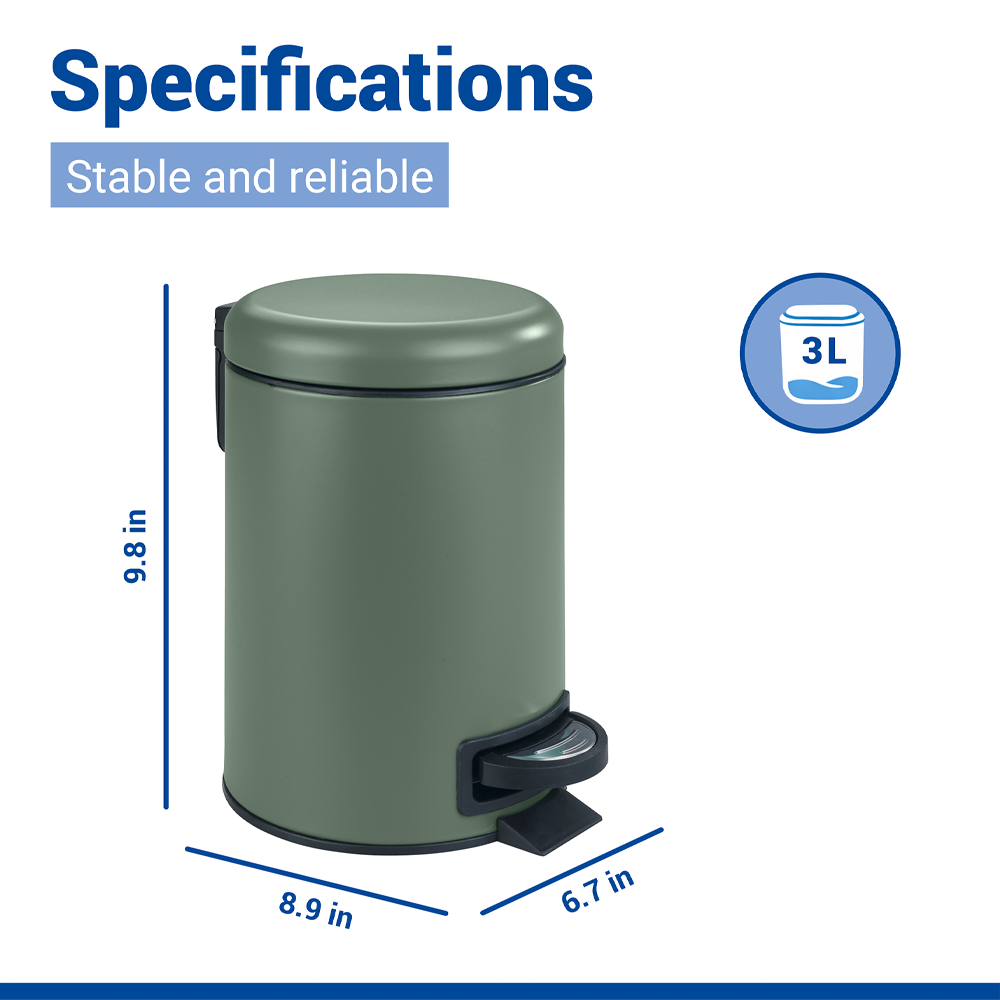 Wenko Leman 3L Pedal Bin - Matt Green