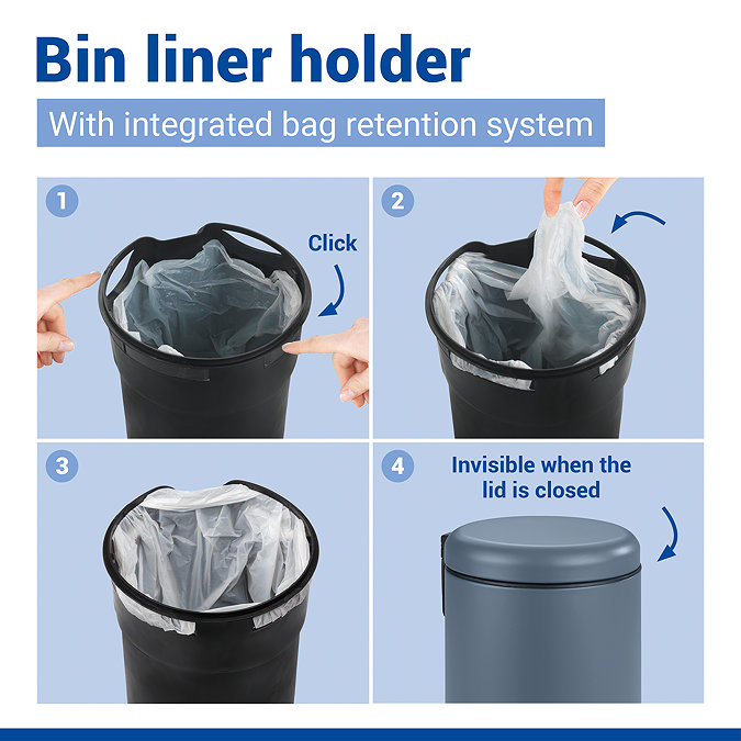 Wenko Leman 3L Pedal Bin - Slate Blue