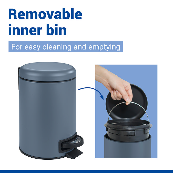 Wenko Leman 3L Pedal Bin - Slate Blue