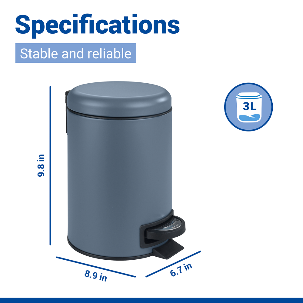 Wenko Leman 3L Pedal Bin - Slate Blue