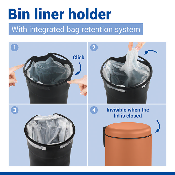 Wenko Leman 3L Pedal Bin - Terracotta