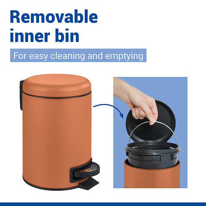 Wenko Leman 3L Pedal Bin - Terracotta