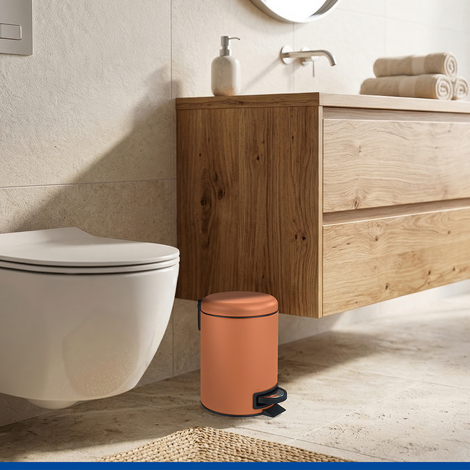 Wenko Leman 3L Pedal Bin - Terracotta