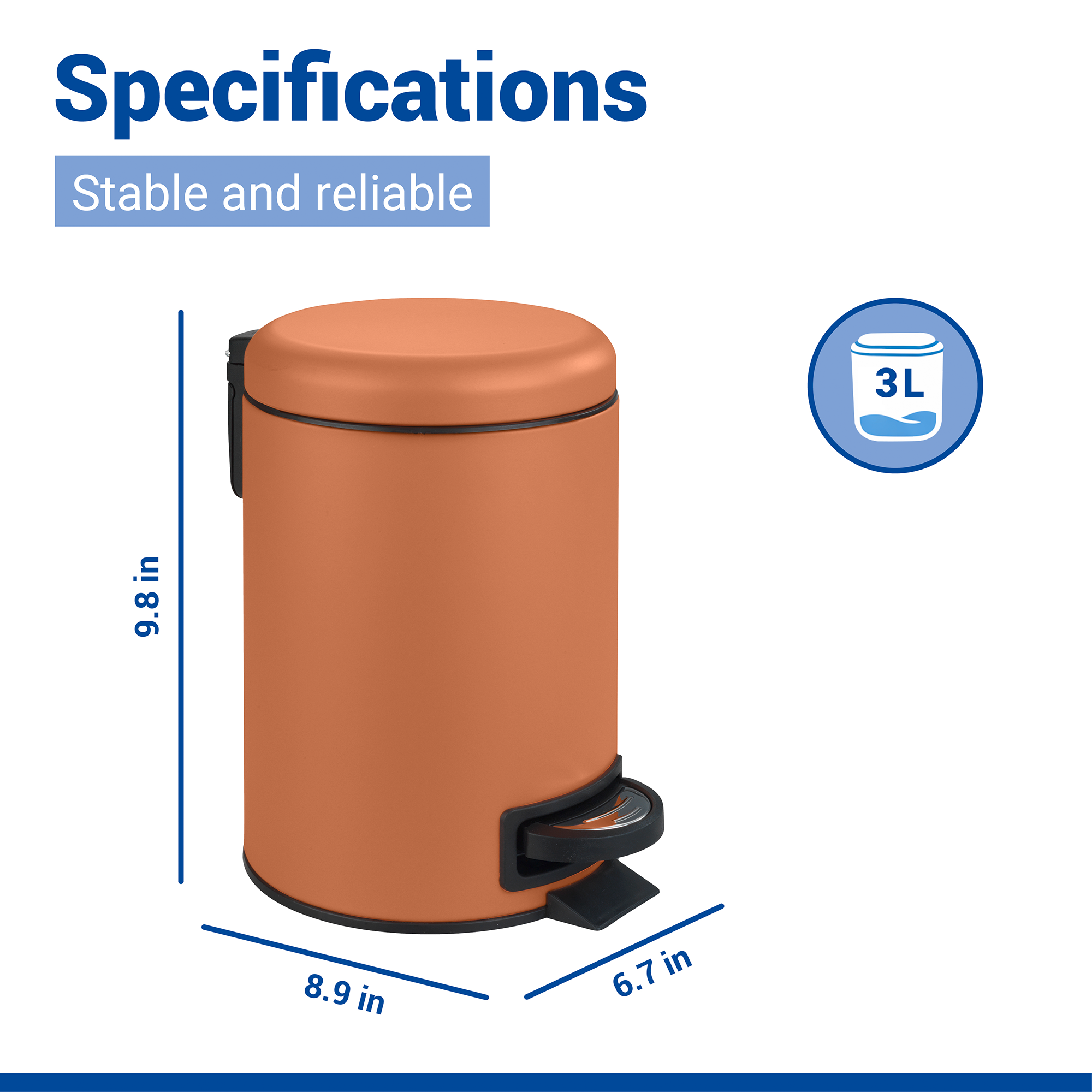 Wenko Leman 3L Pedal Bin - Terracotta