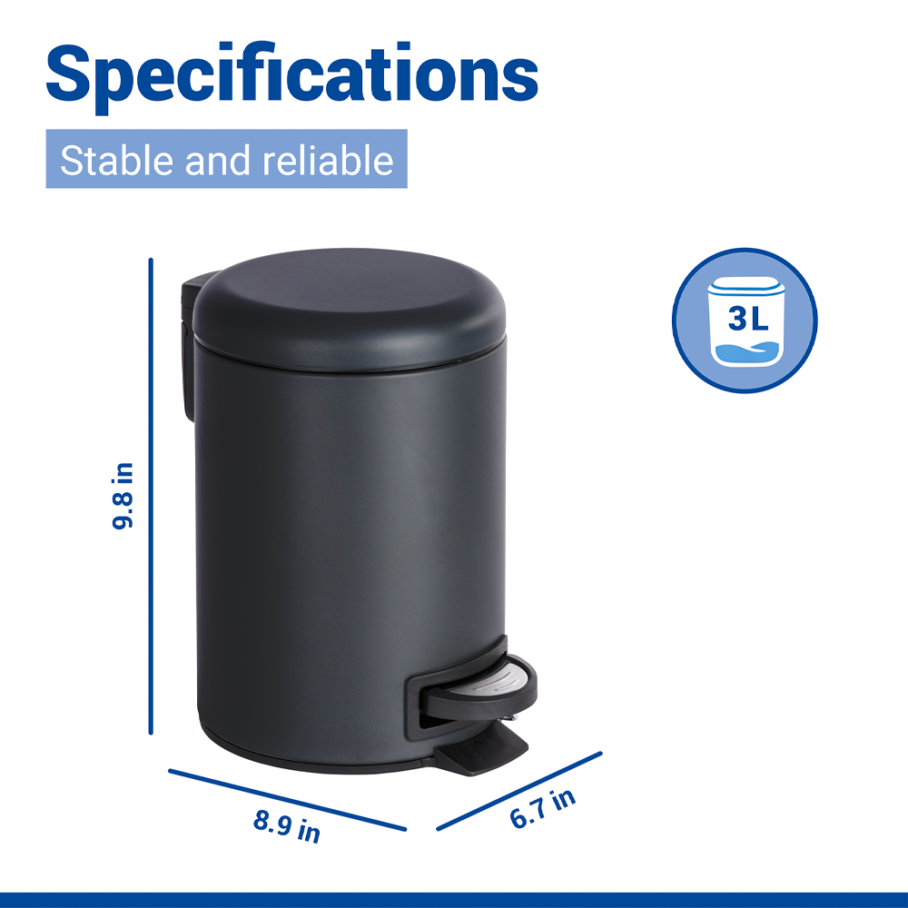 Wenko Leman 3 Litre Easy-Close Pedal Bin