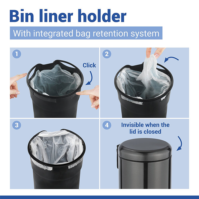 Wenko Leman 3 Litre Pedal Bin - Metallic Black