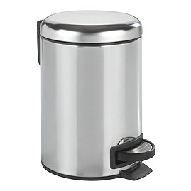Wenko Leman 3 Litre Pedal Bin - Shiny Stainless Steel