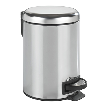 Wenko Leman 3 Litre Pedal Bin - Shiny Stainless Steel