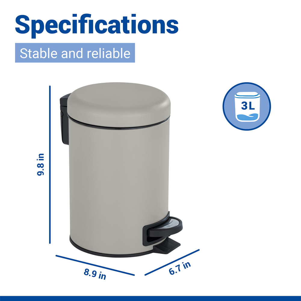 Wenko Leman 3 Litre Pedal Bin - Taupe
