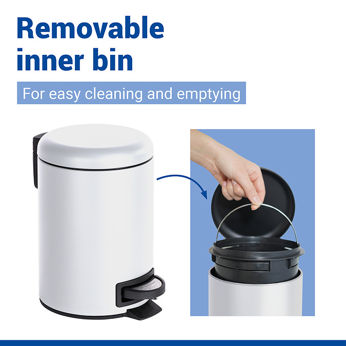 Wenko Leman 3 Litre Pedal Bin - White