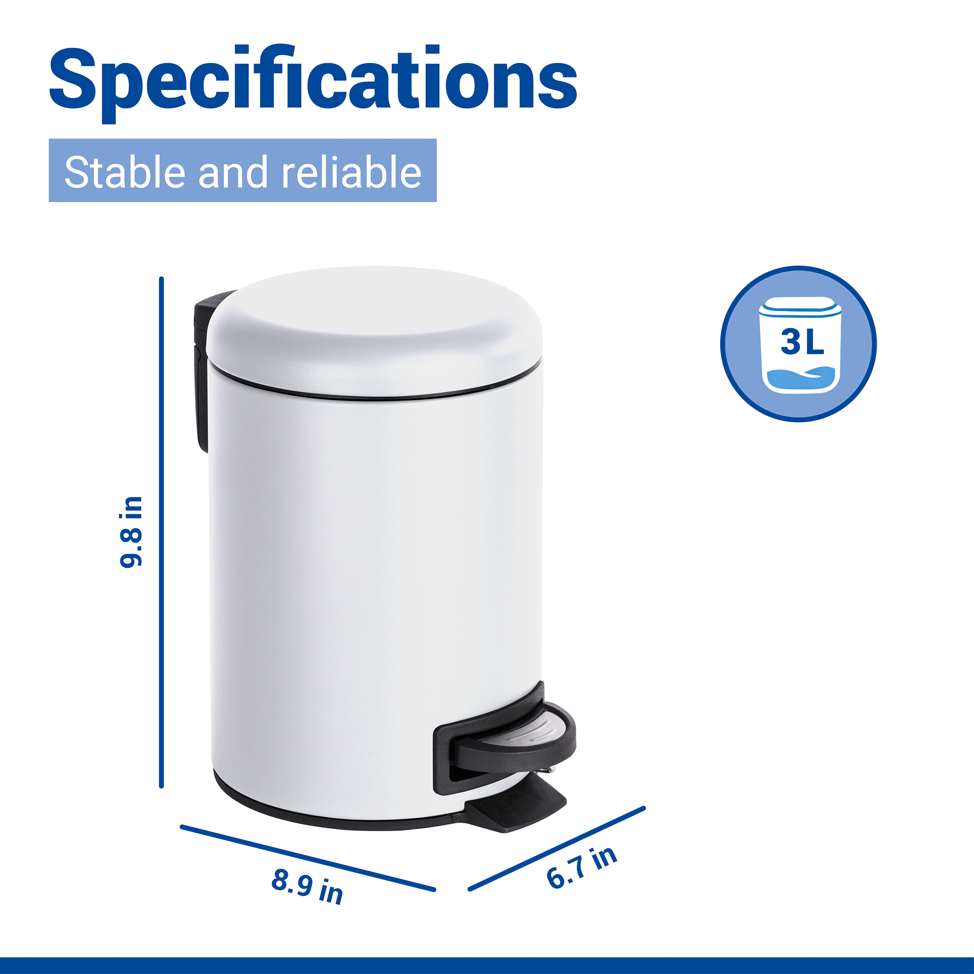 Wenko Leman 3 Litre Pedal Bin - White