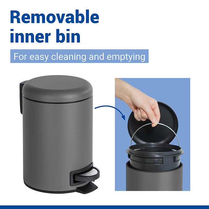 Wenko Leman 3L Pedal Bin - Grey