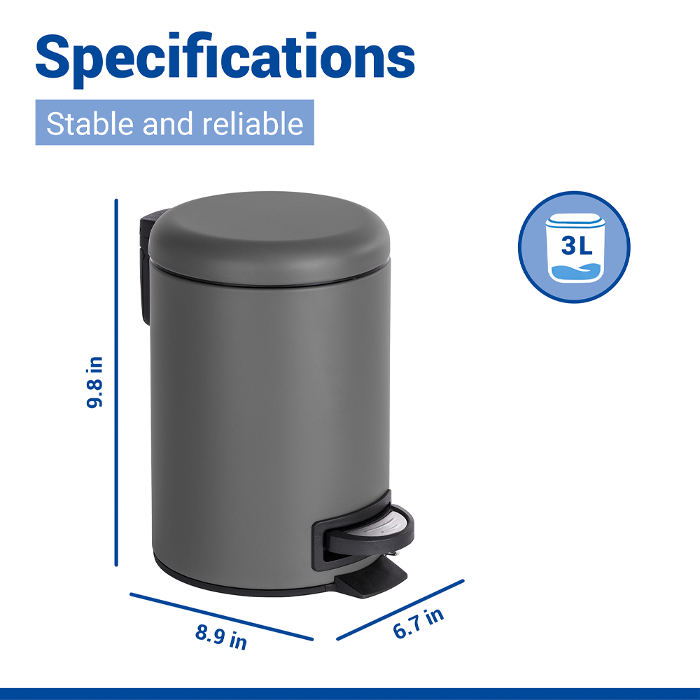 Wenko Leman 3L Pedal Bin - Grey