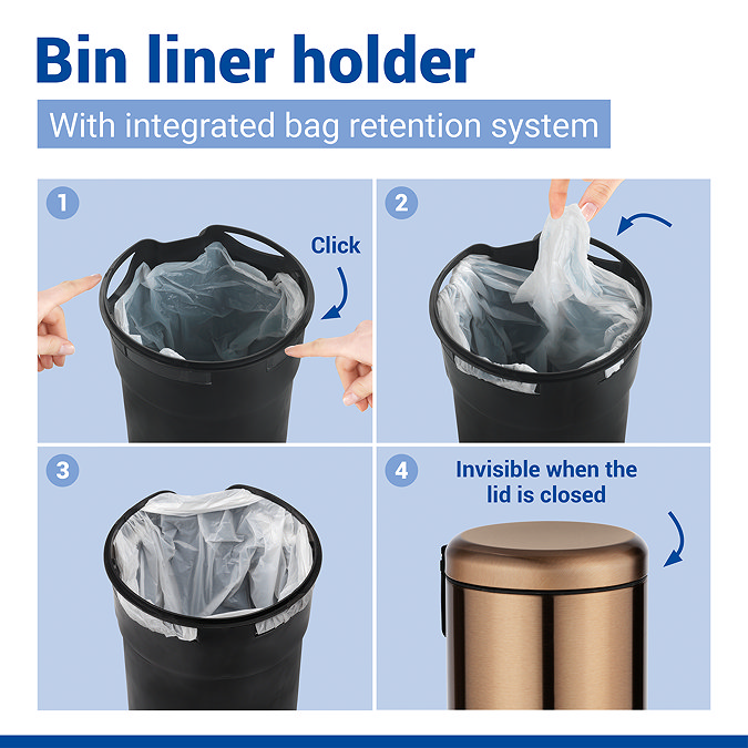 Wenko Leman 3L Pedal Bin - Metallic Copper