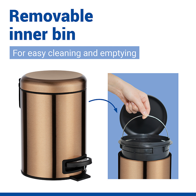 Wenko Leman 3L Pedal Bin - Metallic Copper