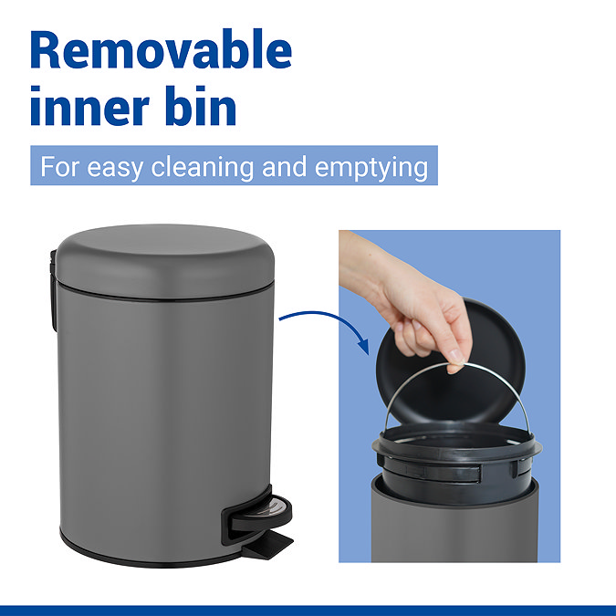 Wenko Leman 5 Litre Pedal Bin - Grey