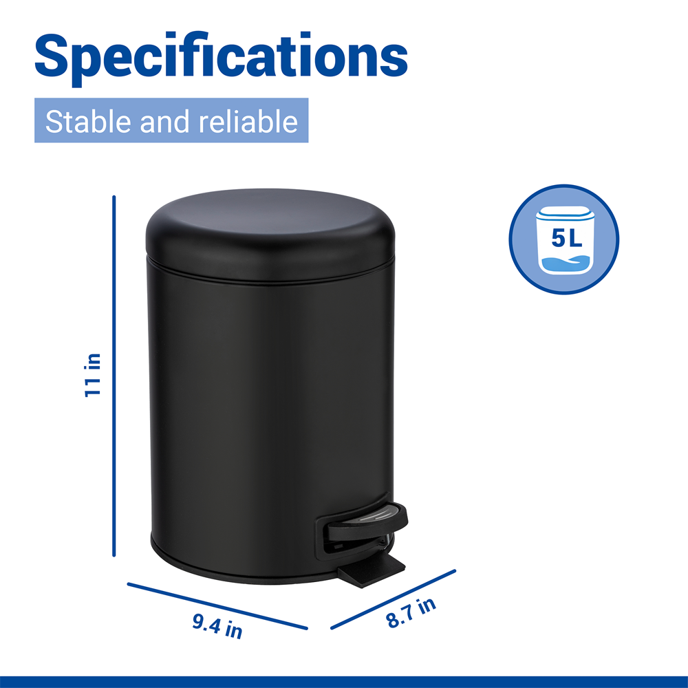 Wenko Leman 5 Litre Pedal Bin - Black