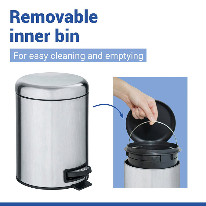 Wenko Leman 5 Litre Pedal Bin - Matt Stainless Steel