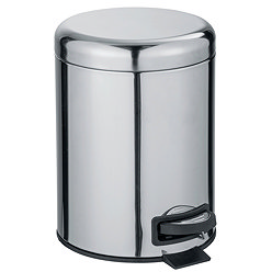 Wenko Leman 5 Litre Pedal Bin - Shiny Stainless Steel