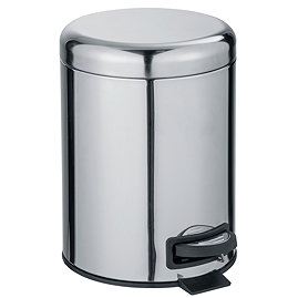 Wenko Leman 5 Litre Pedal Bin - Shiny Stainless Steel