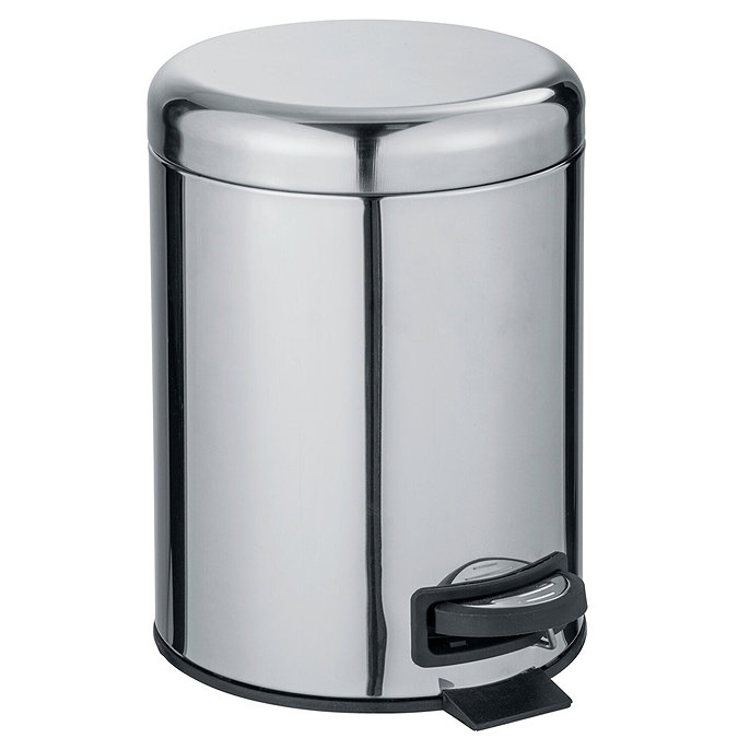 Wenko Leman 5 Litre Pedal Bin - Shiny Stainless Steel