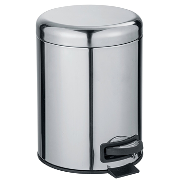 Wenko Leman 5 Litre Pedal Bin - Shiny Stainless Steel