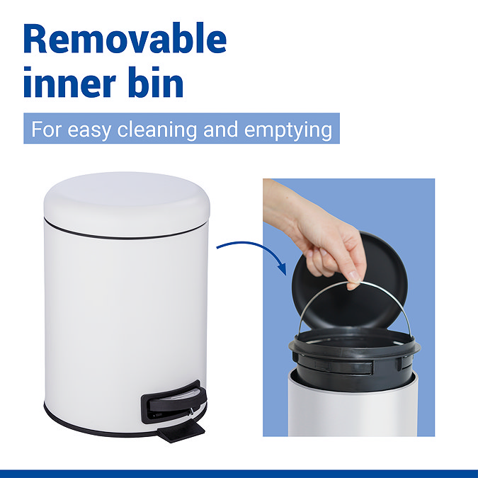 Wenko Leman 5 Litre Pedal Bin - White