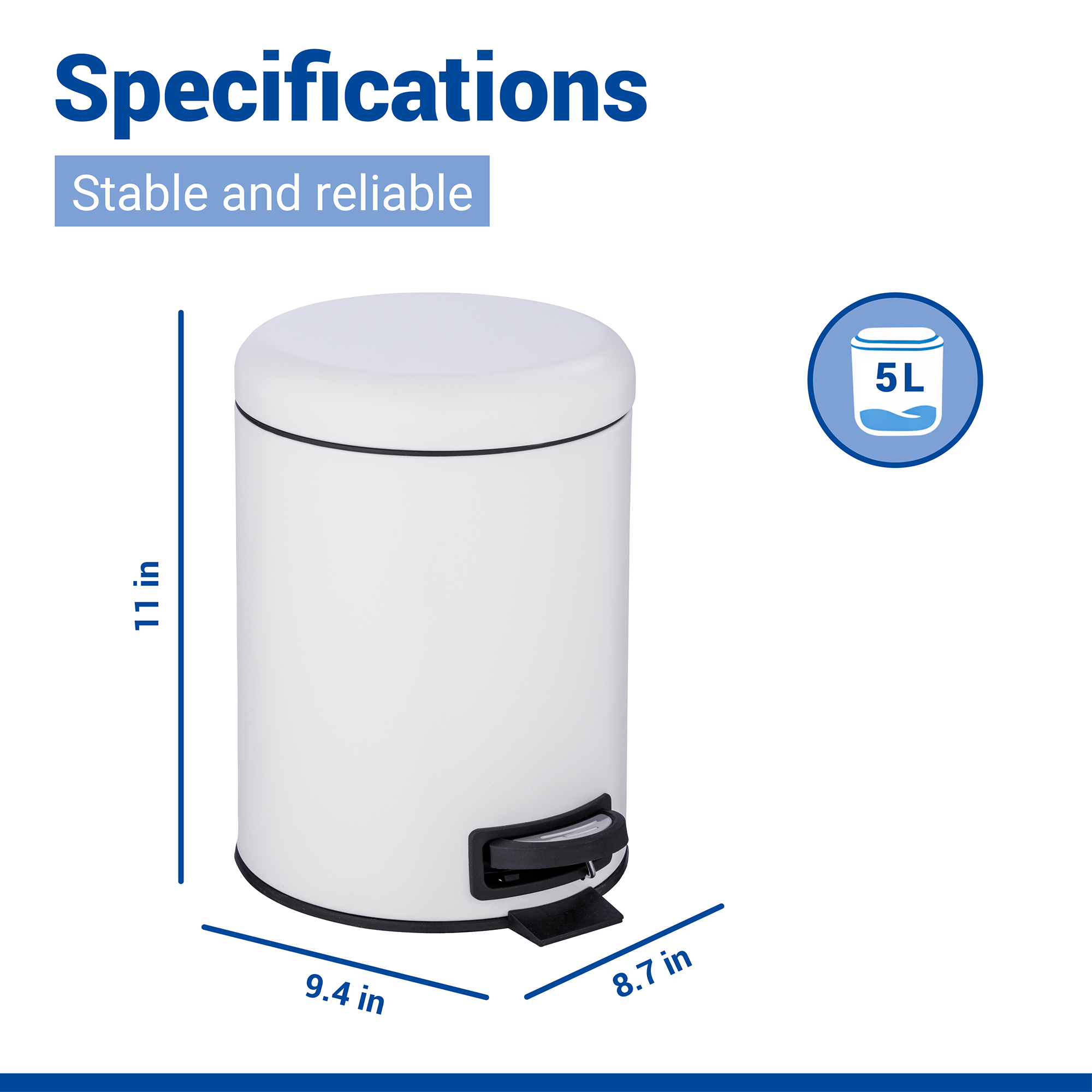 Wenko Leman 5 Litre Pedal Bin - White