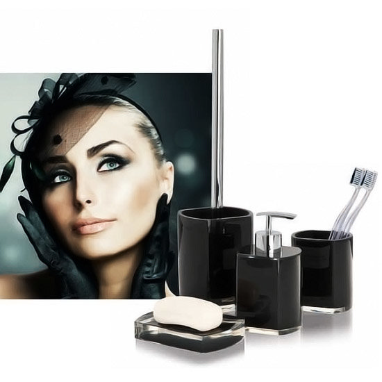 Wenko Lido Bathroom Accessories Set - Black Profile Large Image