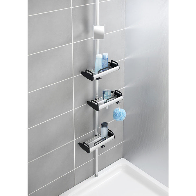 Wenko Line Telescopic 3-Tier Corner Shelf Storage - 22828100  Profile Large Image