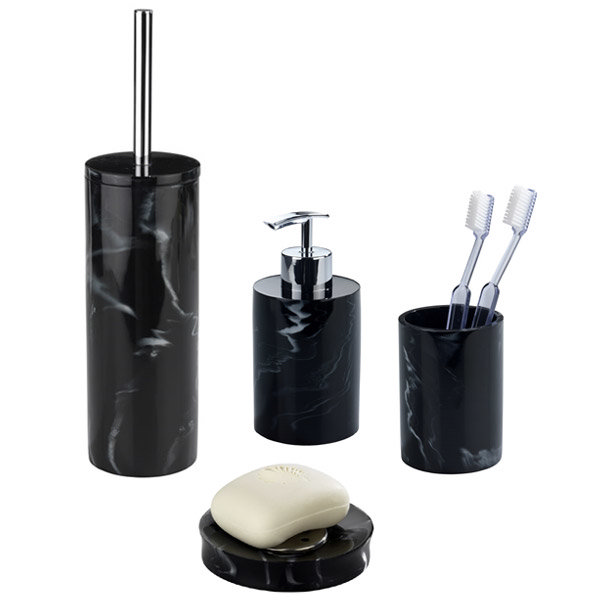 Wenko Marble Black Bath Accessories Set Large Image