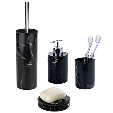 Wenko Marble Black Bath Accessories Set Profile Large Image