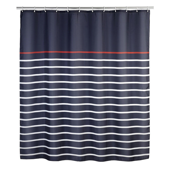 Wenko Marine Polyester Shower Curtain - W1800 x H2000 - Blue - 20965100 Large Image
