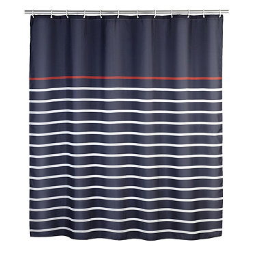 Wenko Marine Polyester Shower Curtain - W1800 x H2000 - Blue - 20965100 Profile Large Image