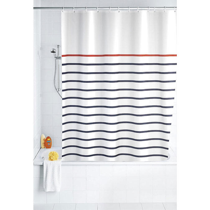 Wenko Marine Polyester Shower Curtain - W1800 x H2000 - White - 20964100 Profile Large Image