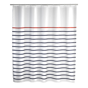 Wenko Marine Polyester Shower Curtain - W1800 x H2000 - White - 20964100 Profile Large Image